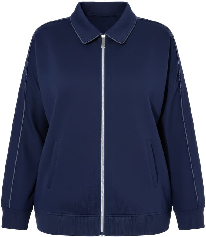 Studio Untold - Dames - Trainingsjack oversized vleermuismouwen strepen - Marine - Maat 42+