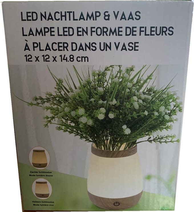 LED nachtlamp & vaas ø 12 cm | Moederdag cadeautje