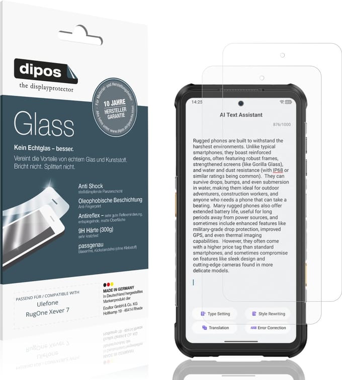 dipos – 2x Matte Pantserfolie geschikt voor Ulefone RugOne Xever 7 | 9H Screenprotector