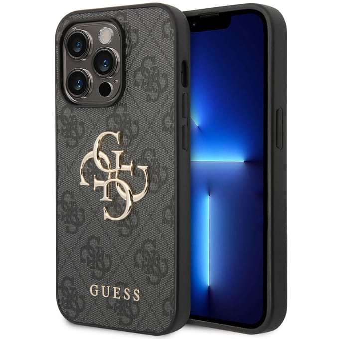 Guess 4G Metal Logo Back Case - Geschikt voor Apple iPhone 15 Pro (6.1") - Grijs