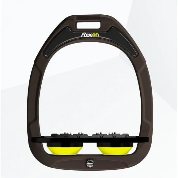 Platte Ultra Grip Stijgbeugels Bruin/Zwart/Geel Flex-On Green Composite