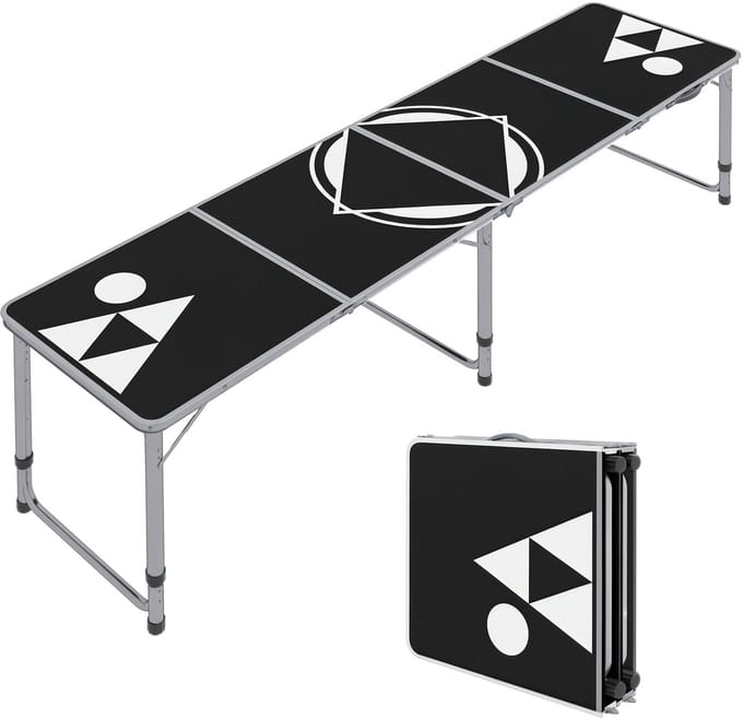 Outsunny-Bierpong Tisch-Aluminium, MDF-Schwarz