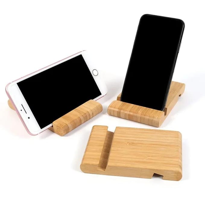 Support de téléphone portable en bois, base en bois, pour tablette, iPhone, iPad, ordinateur portable, Samsung, 1 pièce beige