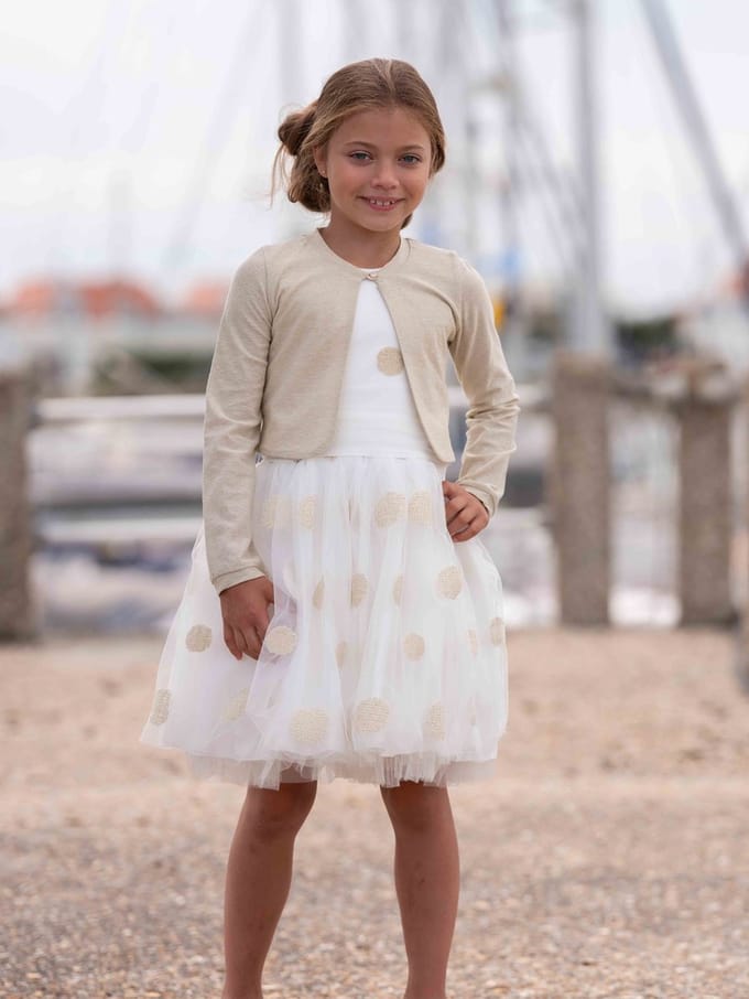 Gymp off white gold jurk communie bruidsmeisje maat 146