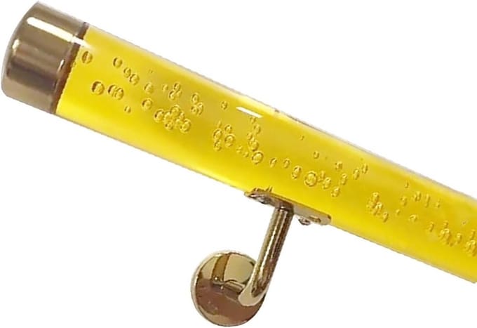 Acryl Trapleuning - Wandleuning Binnen - Veilig Traplopen - Gouden Beugels - 120 cm - Transparant