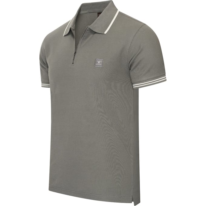 Cappuccino Italia - Heren Polo SS Torino Zip - Grijs - Maat XXL