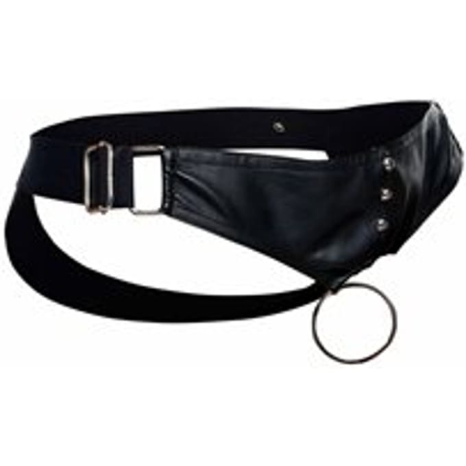 Mob Eroticwear Dngeon Cockring Jockstrap Black