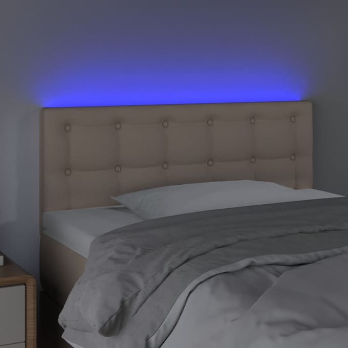 vidaXL - Hoofdbord - LED - 90x5x78/88 - cm - kunstleer - cappuccinokleurig