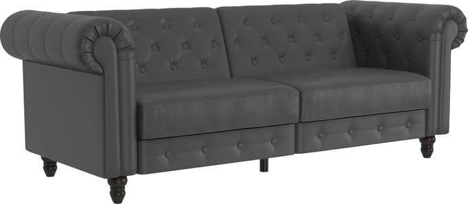 Felix 3-Zits Slaapbank met Verstelbare Rugleuning - Grijs PU - 236 cm