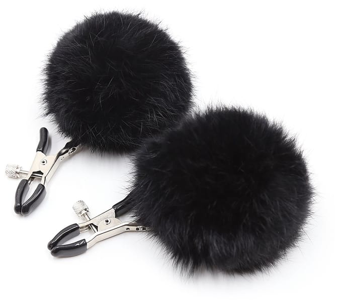 Smart Moves - Tepelklemmen met Fluffy Pompoms - Zwart