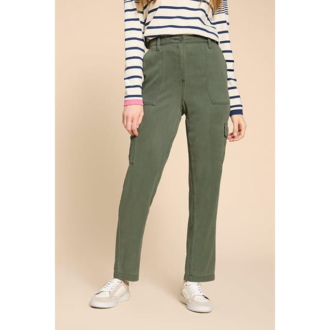 White Stuff Arlo Tencel Cargo Trouser Mid Green Taglia: 12 REGULAR | Pantaloni cargo Outlet | Donna | Verde