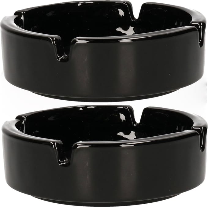 Luminarc Asbak - 4x - D11 cm - zwart - keramiek