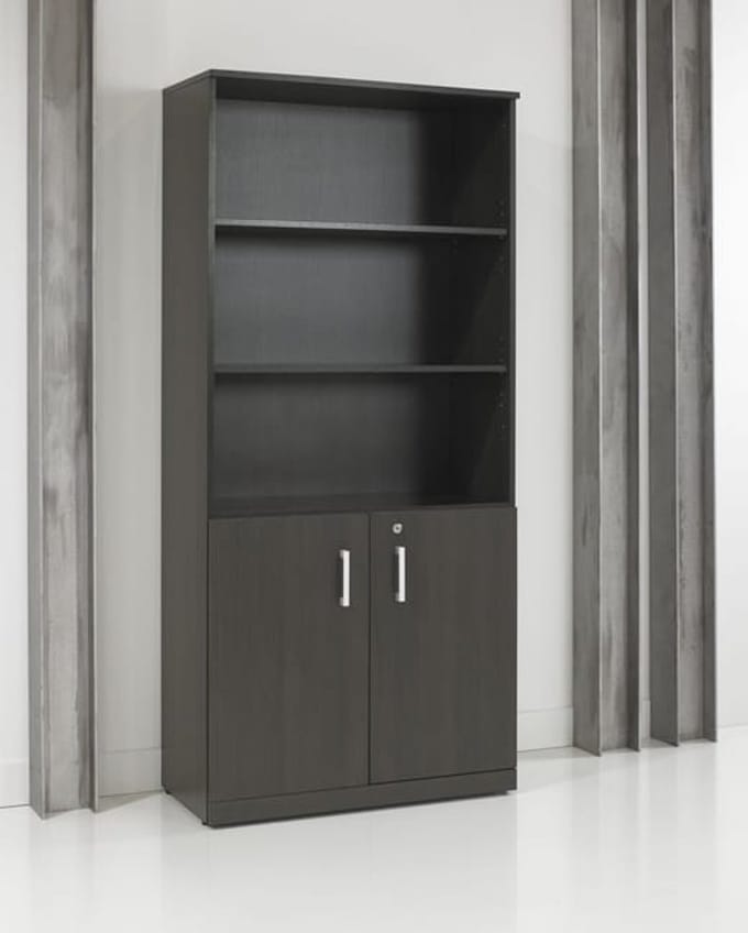 Half open houten archiefkast Chief 200x90x42 Donker Eiken