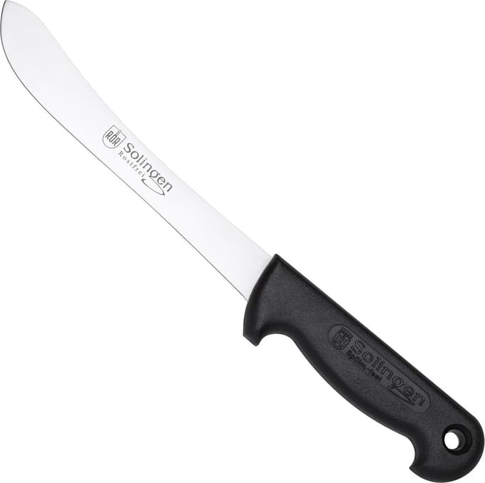 RÖR Solingen Slagersmes – RVS – Lemmet 18 cm – Heft Kunststof Zwart
