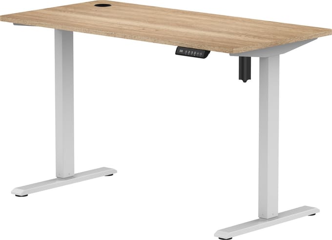 Elektrisch Verstelbaar Zit-Sta Bureau compact 118 x 60 cm | Wit – Vintage Eiken | Hoogte 72 – 118 cm | Stabureaus.nl®