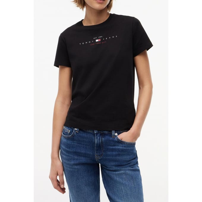 Tommy Hilfiger Regular Us Linear Ss Black Größe: S | Hemden Outlet | Damen | Schwarz