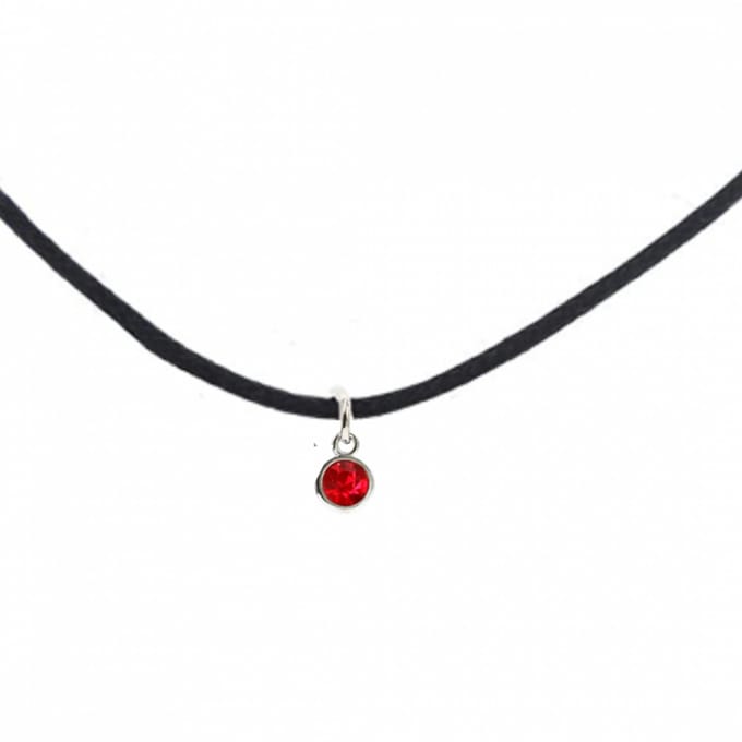 Ketting Arcen suede rode steen 45 cm - Charme Bijoux