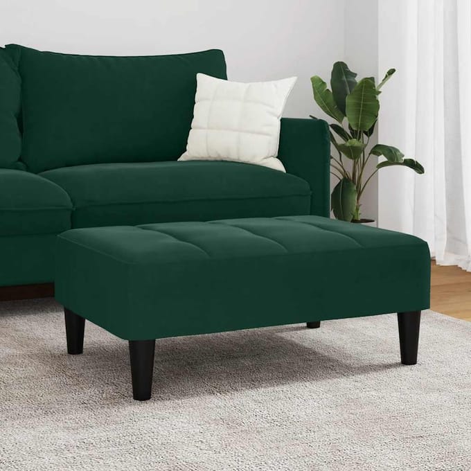vidaXL - Voetenbank - 77x55x31 - cm - fluweel - donkergroen