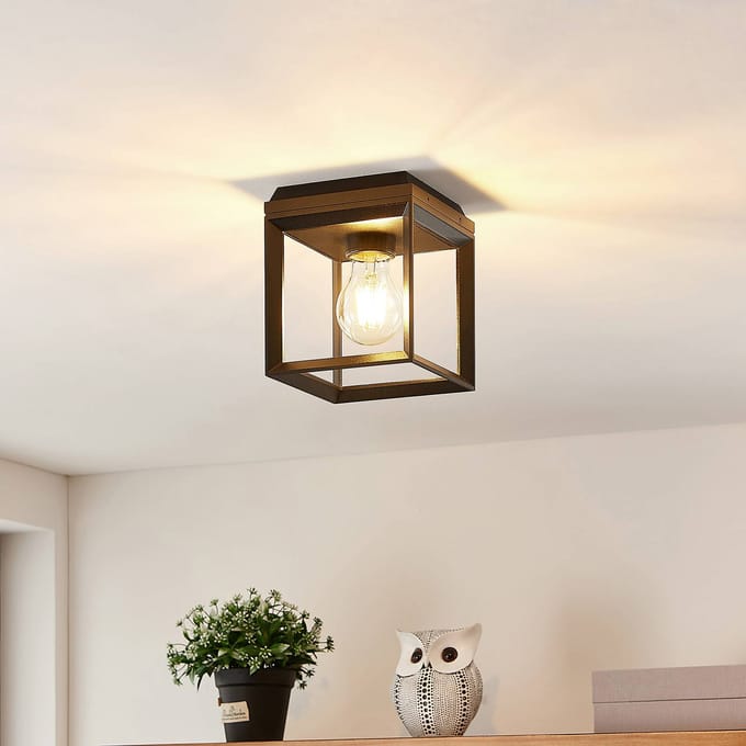 Arcchio - plafondlamp - 1licht - Aluminium - H: 16.4 cm - E27 - zwart (RAL 9005)