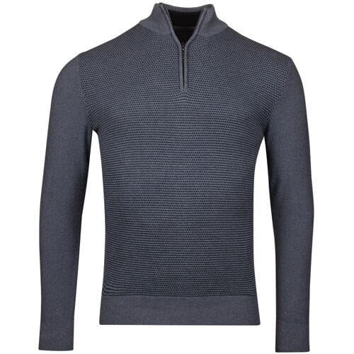 Baileys Trui Half Zip Collar Structure Knit Three-Color Front Deep Denim Blue / male