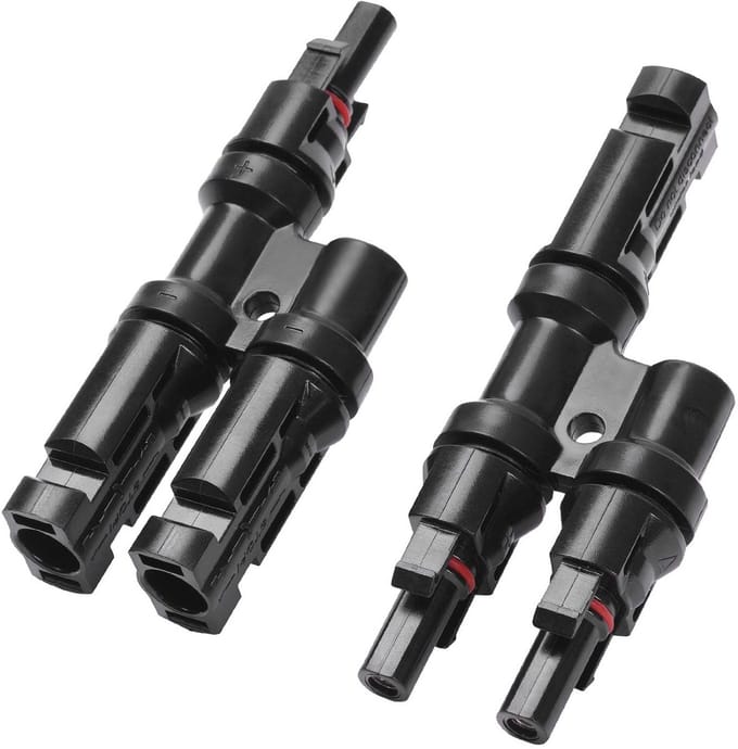 SolidKeus - Solar Panel Verbinding Adapter, 2 naar 1T Tak Parallel Adapter, Waterproof