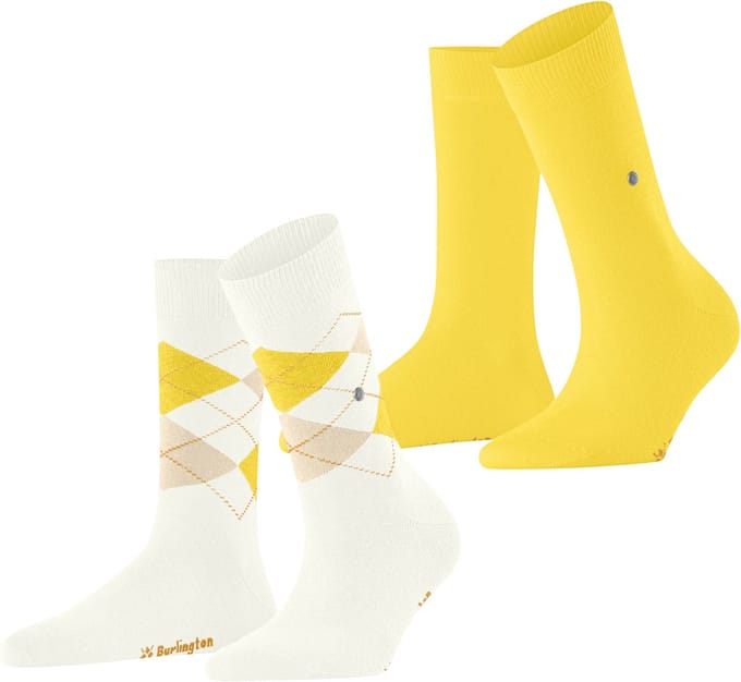 Burlington Everyday 2-Pack gedessineerd katoen multipack sokken dames wit - maat 36-41