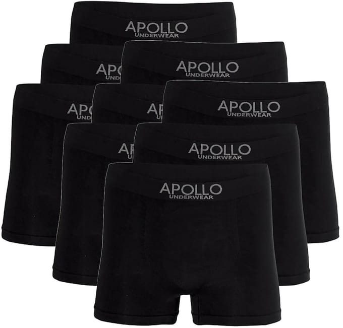 Apollo heren boxershorts - naadloos - maat M - 9-pack - zwart