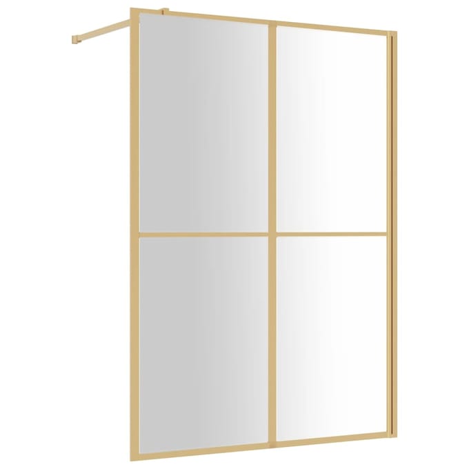 vidaXL - Inloopdouchewand - transparant - 140x195 - cm - ESG-glas - goudkleurig
