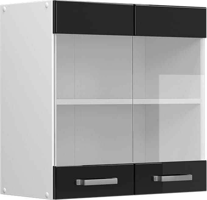 Vicco R-Line Glazen keukenkast – 60 cm Zwart hoogglans
