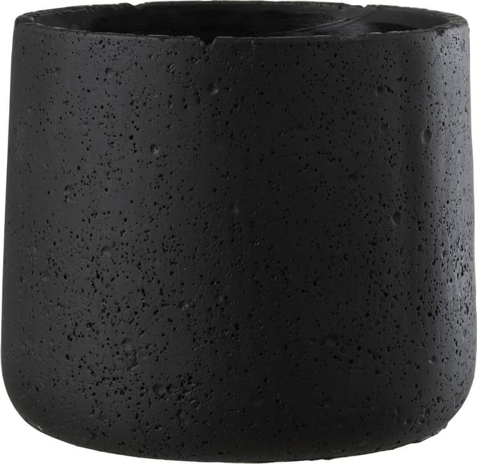J-Line bloempot Potine - cement - zwart - large - Ø 19 cm