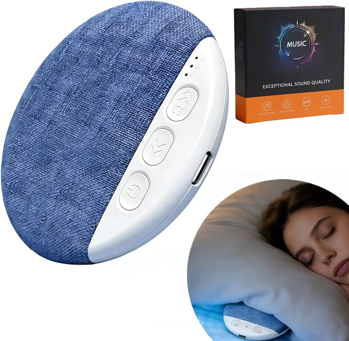 Goodli Slaapspeaker Onder Kussen - Draadloze Bluetooth 5.4 Kussenspeaker met Timer - Wit en Grijs