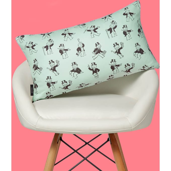 Monopoly Mr Monopoly Letterpress Rectangular Cushion - 30x50cm - Soft Touch
