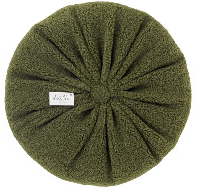 HomeBound by KY | Kussen rond teddy groen | 40x40x10cm | kussen rond