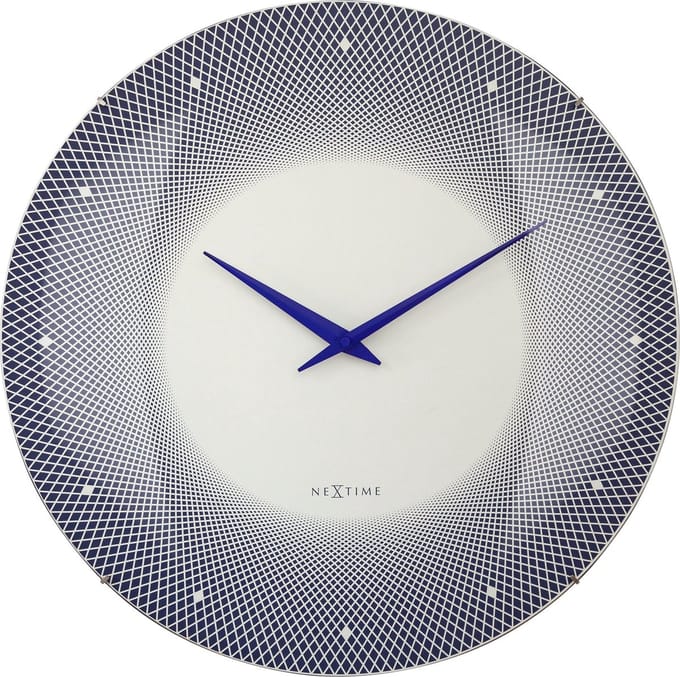 NeXtime Deep 50 – Grote Wandklok – 50 cm – Koepelvormig Glas – Blauw – Stil