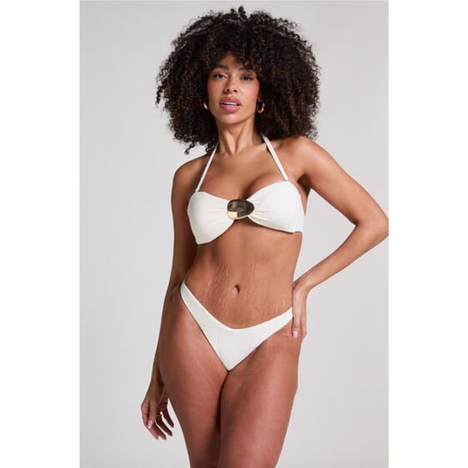 Hunkemöller Hoog uitgesneden bikinibroekje Cabo Wit