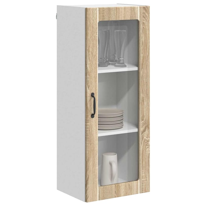 vidaXL - Wandglas - Kasten - LUCCA - Sonoma - Eiken - 40 - x - 31 - x - 100 - cm