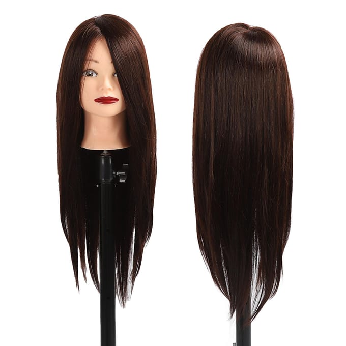 Kapsel Mannequin Hoofd Mannequin Training Oefenpop Gemengd Echt Haar Kappershoofd met Klem black