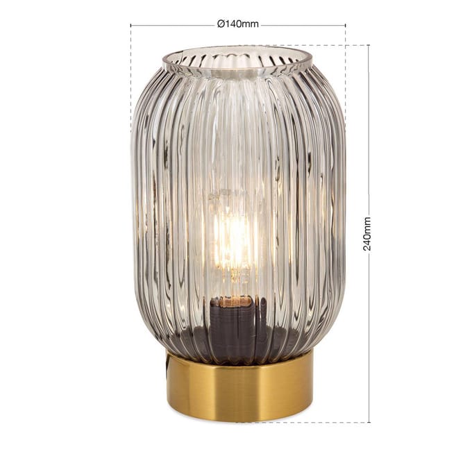 ORION Tafellamp Carneval, rookgrijs, glas, hoogte 23,5 cm, E27
