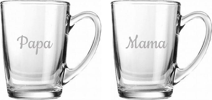 Gegraveerde Theeglas 32cl Mama & Papa