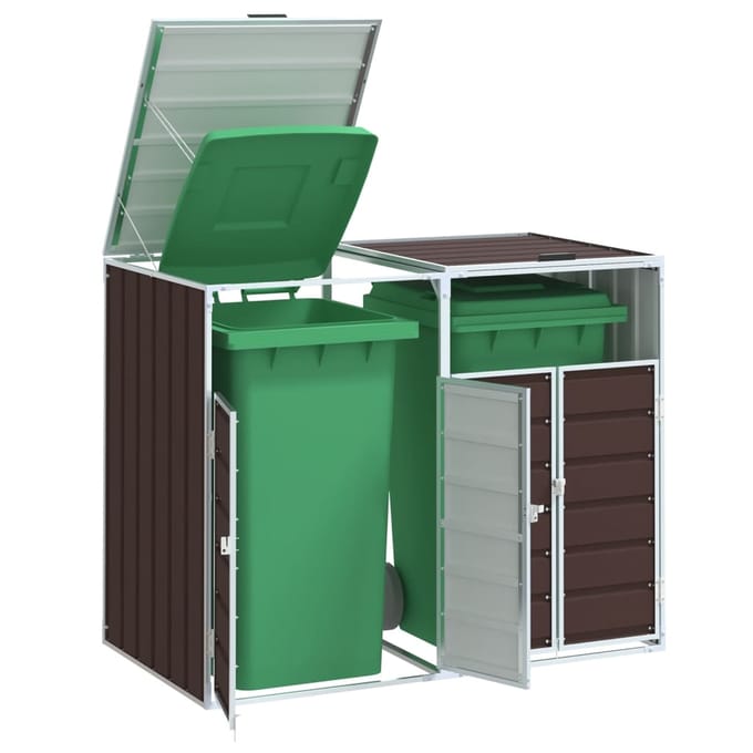 vidaXL - Containerberging - voor - 2 - containers - 144x81x113 - cm - staal - bruin