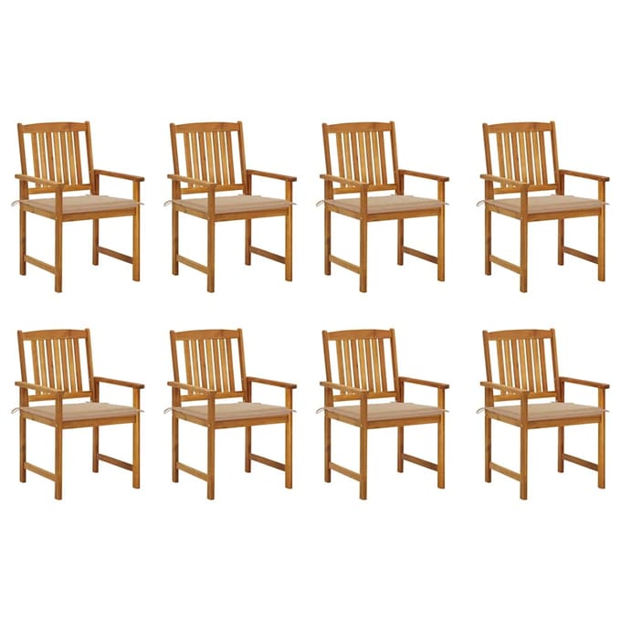 vidaXL - Tuinstoelen - 8 - st - met - kussens - massief - acaciahout