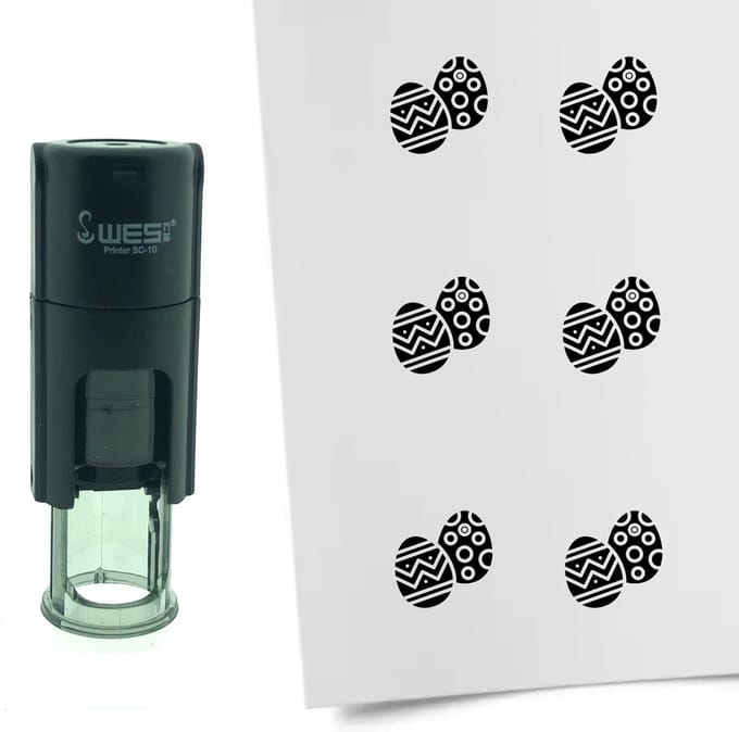 CombiCraft Stempel Paaseieren 10mm rond - zwarte inkt
