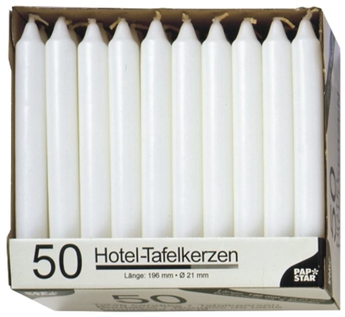 50 Tafelkaarsen Ø 2,1 cm · 19,6 cm wit