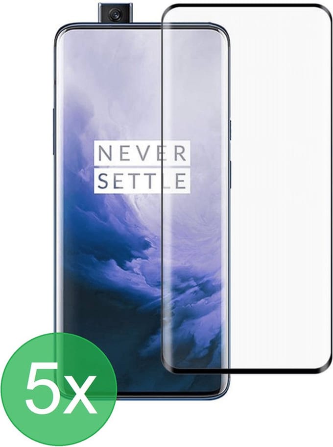 Full Screenprotector 5x Geschikt voor: OnePlus 7T Pro - screen protector - volledige glas - bescherming - beschermglas - ZT Accessoires