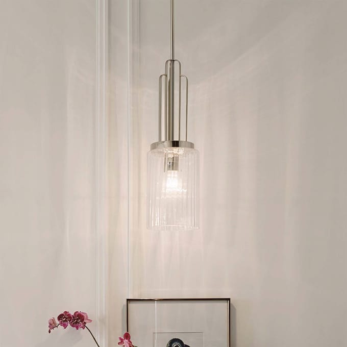 Kichler LED Hanglamp Kimrose | 1X E27 Max 60W | Dimbaar | Polished Nickel