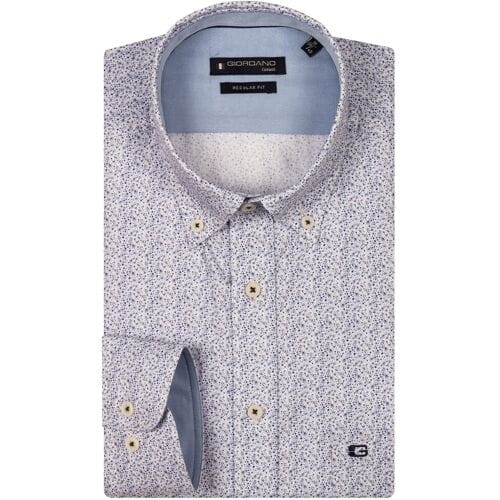 Giordano Overhemd Ivy Button Down Twill Mini Flowers Navy / male