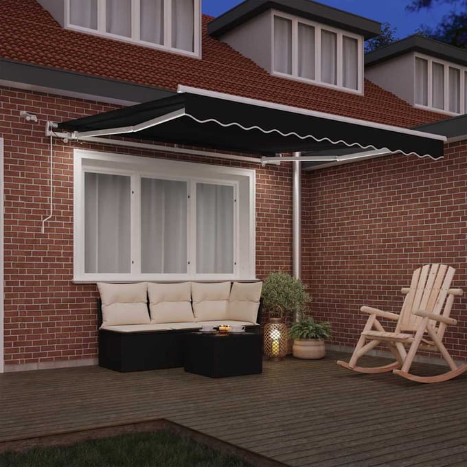vidaXL - Uitschuifbare - luifel - Zwart - 300 - x - 250 - cm - Polyester