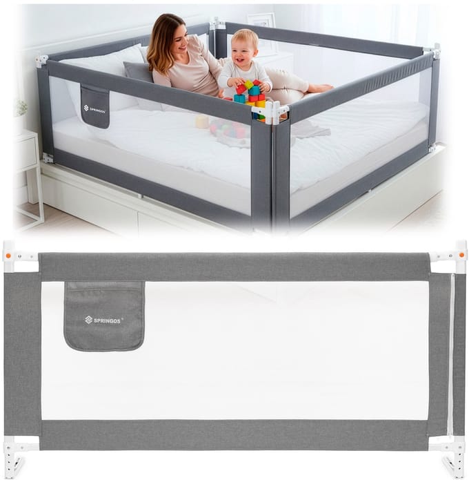 Springos Bedhek - Kinderbedhekje - Beschermingshek - Valbescherming - Opvouwbaar - 200 CM