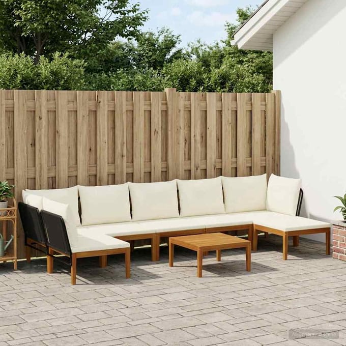 vidaXL - 8 - st - Massief - acaciahout - & - touw - Naturel