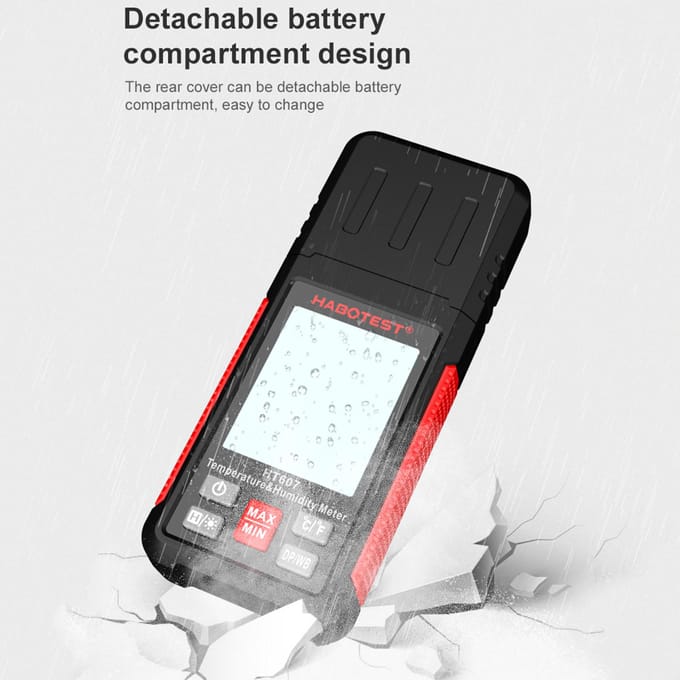 HABOTEST HT607 Digitale Hygrometer Handheld Temperatuur- en Vochtigheidsmeter Thermo-hygrometer LCD zwart